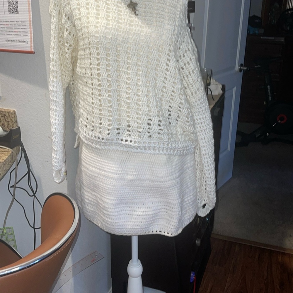 Elegant White Off-the-Shoulder Sweater with Airy Knit